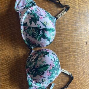 Floral Print Bra with Chain Straps 38D NWT